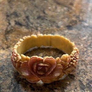Vintage carved celluloid bracelet